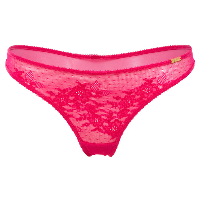 Gossard Glossies Lace Hot Pink Sheer Mesh Thong Panty