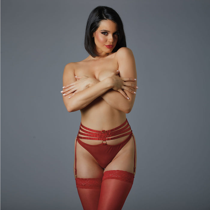 Ravishing Multi-Strap Garter Panty Allure 4ever Yours Red Intimates A1094 
