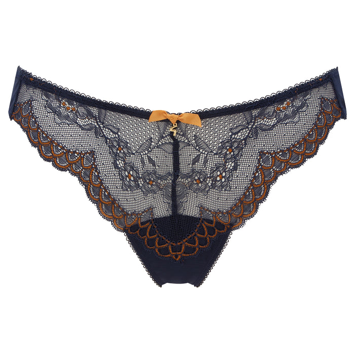Gossard Superboost Lace Thong Panty Midnight Blue Gold