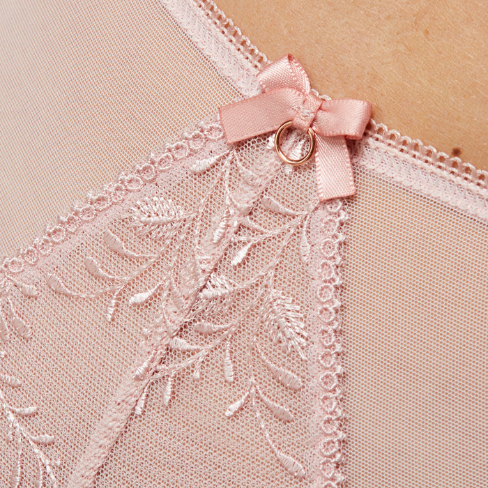 Sheer Mesh Embroidered Pink Underwear