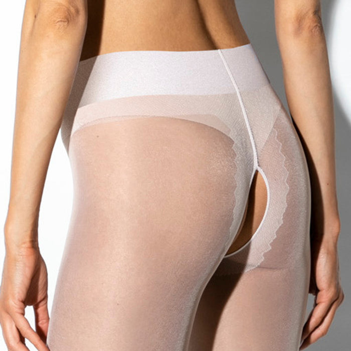 Exclusive Erotic Open Crotch Pantyhose 20DEN Hip Gloss White