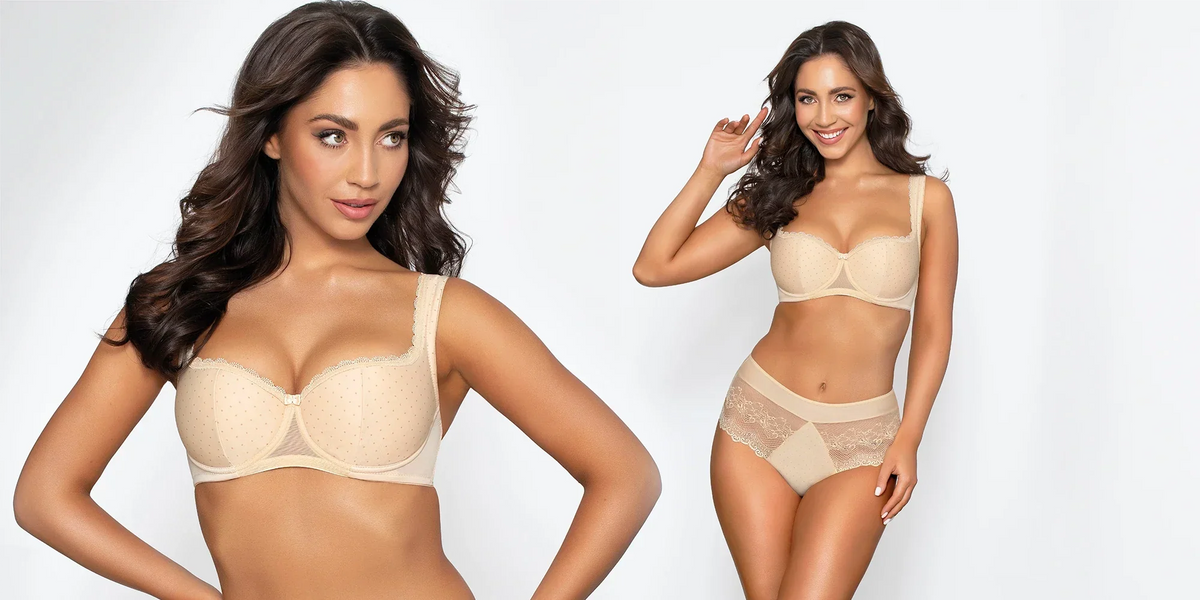 Balconette Bra Beige Lingerie Set