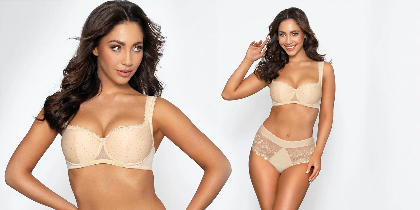 Balconette Bra Beige Lingerie Set