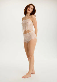 Serene Bisque eyelash lace cropped cami and shorts set for lingerie