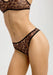 Side angle of Sheer High-Leg Bikini Panty Blush The Mesh Leopard showing stretch mesh material and sleek black edging for modern appeal.