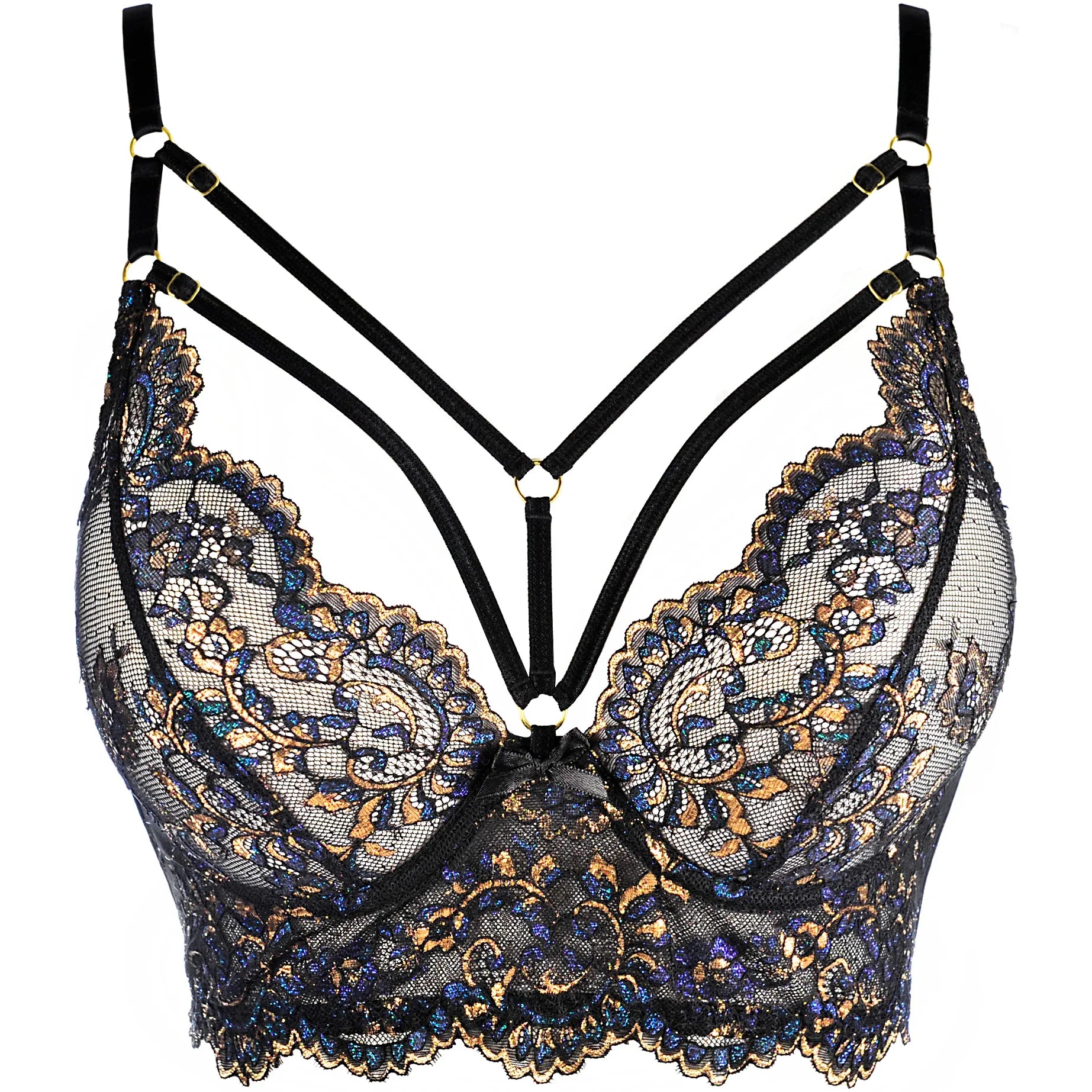 Sheer Lace Longline Plunge Bra Axami Sensations