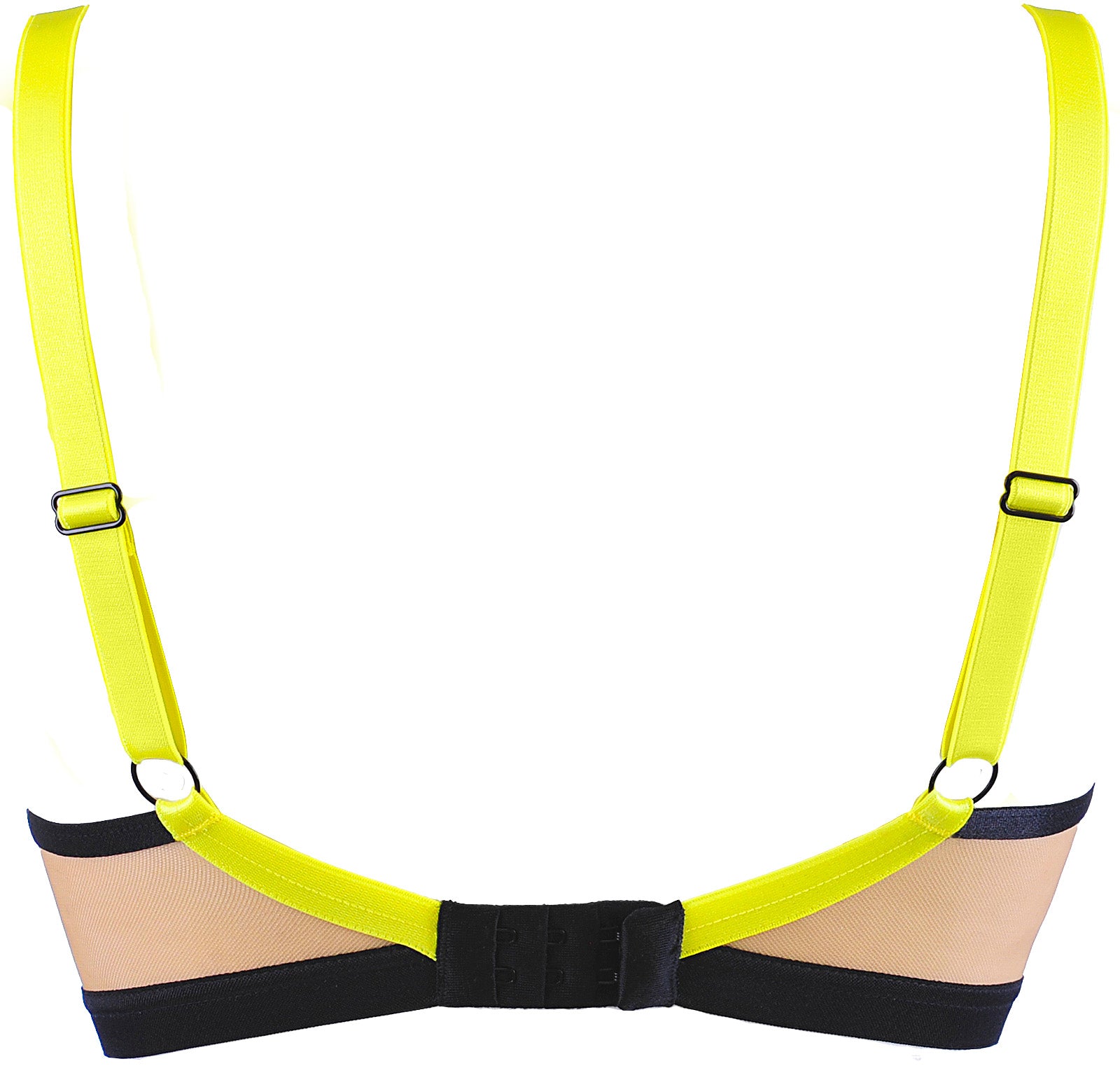 Neon embroidered lingerie set with yellow straps