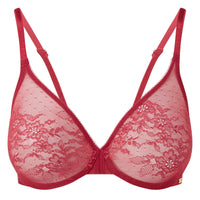 Sheer Mesh Molded Bra Gossard Glossies Lace Rasberry Blush 13001