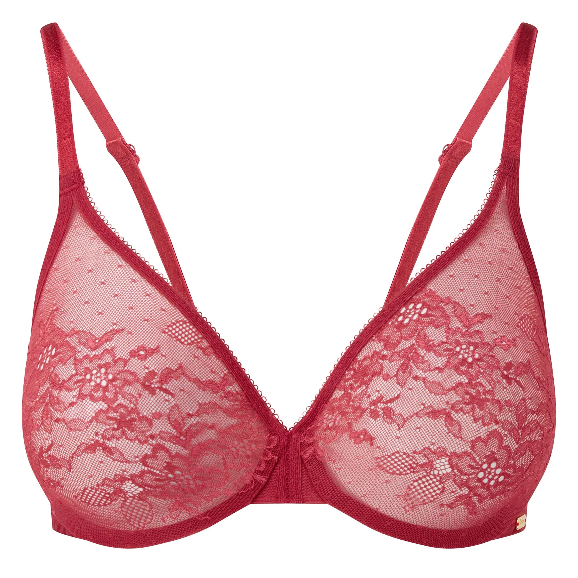 Sheer Mesh Molded Bra Gossard Glossies Lace Rasberry Blush 13001