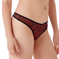 Gossard Glossies Red Leopard Print Sheer Thong Panty