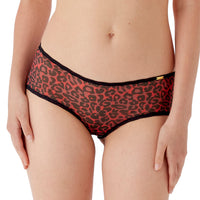 Gossard Glossies Red Leopard Print Sheer Boy Short Panty