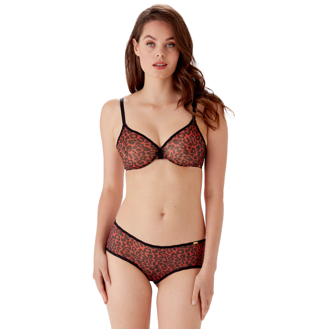 Gossard Glossies Red Leopard Print Sheer Boy Short Panty