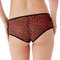 Gossard Glossies Red Leopard Print Sheer Boy Short Panty