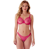 Gossard Glossies Lace Hot Pink Sheer Mesh Thong Panty