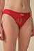 Gossard Bikini Panties - Embroidered Red with sheer front panel and gold accents, offering a luxurious and comfortable lingerie fit.