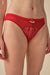 Gossard Bikini Panties - Embroidered Red with sheer front panel and gold accents, offering a luxurious and comfortable lingerie fit.