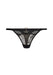 Flat lay of Gossard Sheer Thong Black - Viva Collection with sheer lace front, gold hardware, and low-rise waistband for a chic lingerie look.