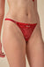 Viva Sheer Thong by Gossard in red with gold accents and embroidered detailing, offering minimal coverage and VPL-free comfort.