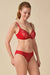 Side view of Gossard Viva Sheer Plunge Bra Red with matching brief, offering a comfortable and stylish lingerie ensemble.