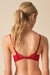Back view of Gossard Viva Sheer Plunge Bra Red showing adjustable straps and sheer embroidered detailing for a stylish lingerie look.