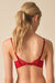 Back view of Gossard Viva Sheer Plunge Bra Red showing adjustable straps and sheer embroidered detailing for a stylish lingerie look.