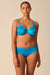 Full front view of Gossard Glossies Sheer Bra Atomic Blue with matching briefs, highlighting seamless molded cups and supportive plunge style.