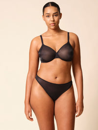 Gossard Glossies Black Sheer Thong Panty