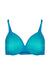Product image of Gossard Glossies Sheer Bra Atomic Blue front view, showing molded mesh cups and plunge neckline for invisible support.