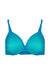 Product image of Gossard Glossies Sheer Bra Atomic Blue front view, showing molded mesh cups and plunge neckline for invisible support.