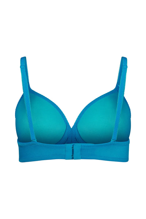 Back product view of Gossard Glossies Sheer Bra Atomic Blue with adjustable straps and double hook closure for seamless everyday wear.