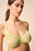 Gossard Glossies Sunny Lime Sheer Bra with seamless molded cups and underwire support, offering a smooth fit under clothing.