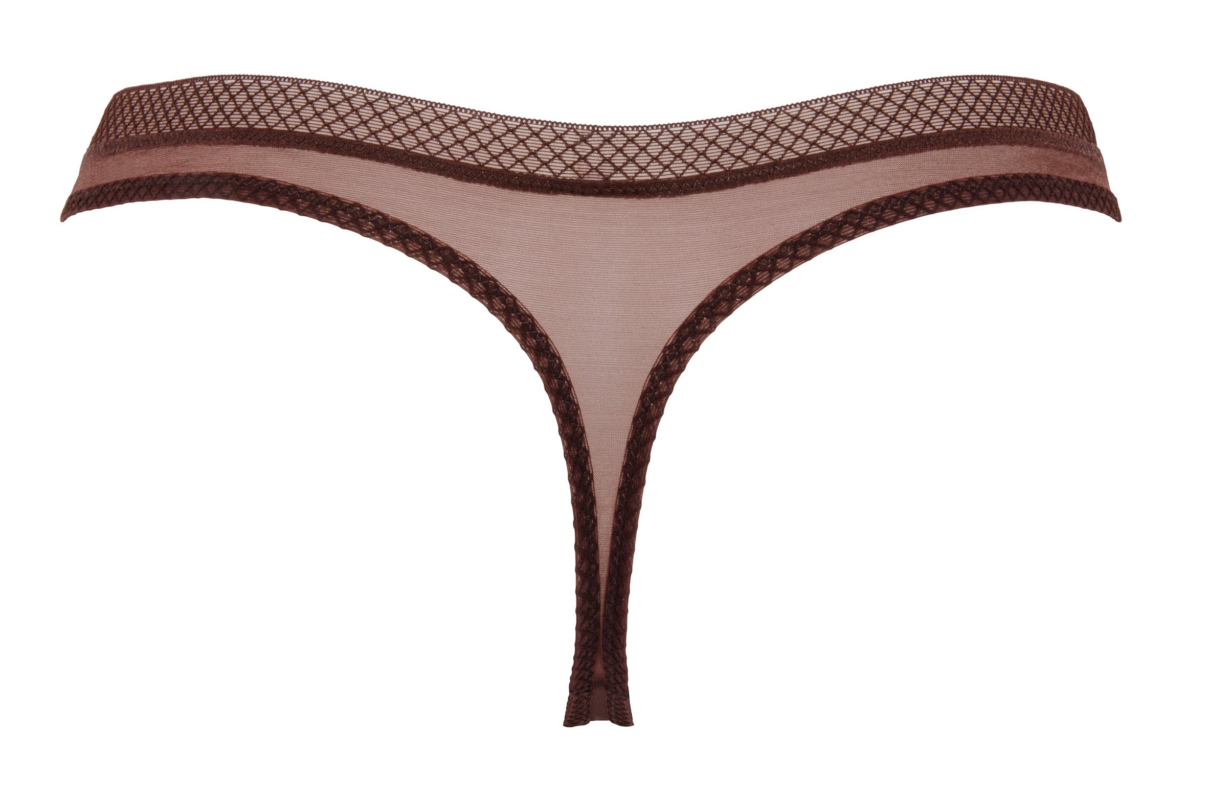 Gossard Glossies Rich Brown Sheer See Through Thong Panty