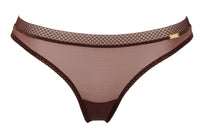 Gossard Glossies Rich Brown Sheer See Through Thong Panty