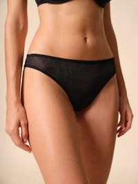 Gossard Glossies Black Sheer Thong Panty