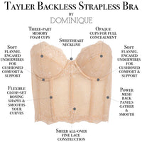 Dominique Taylor Backless Strapless Black Lace Bra