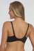 Back view of Dominique Mallory Smoothing Comfort Underwire Minimizer Bra Black showing adjustable straps and wide smoothing band.
