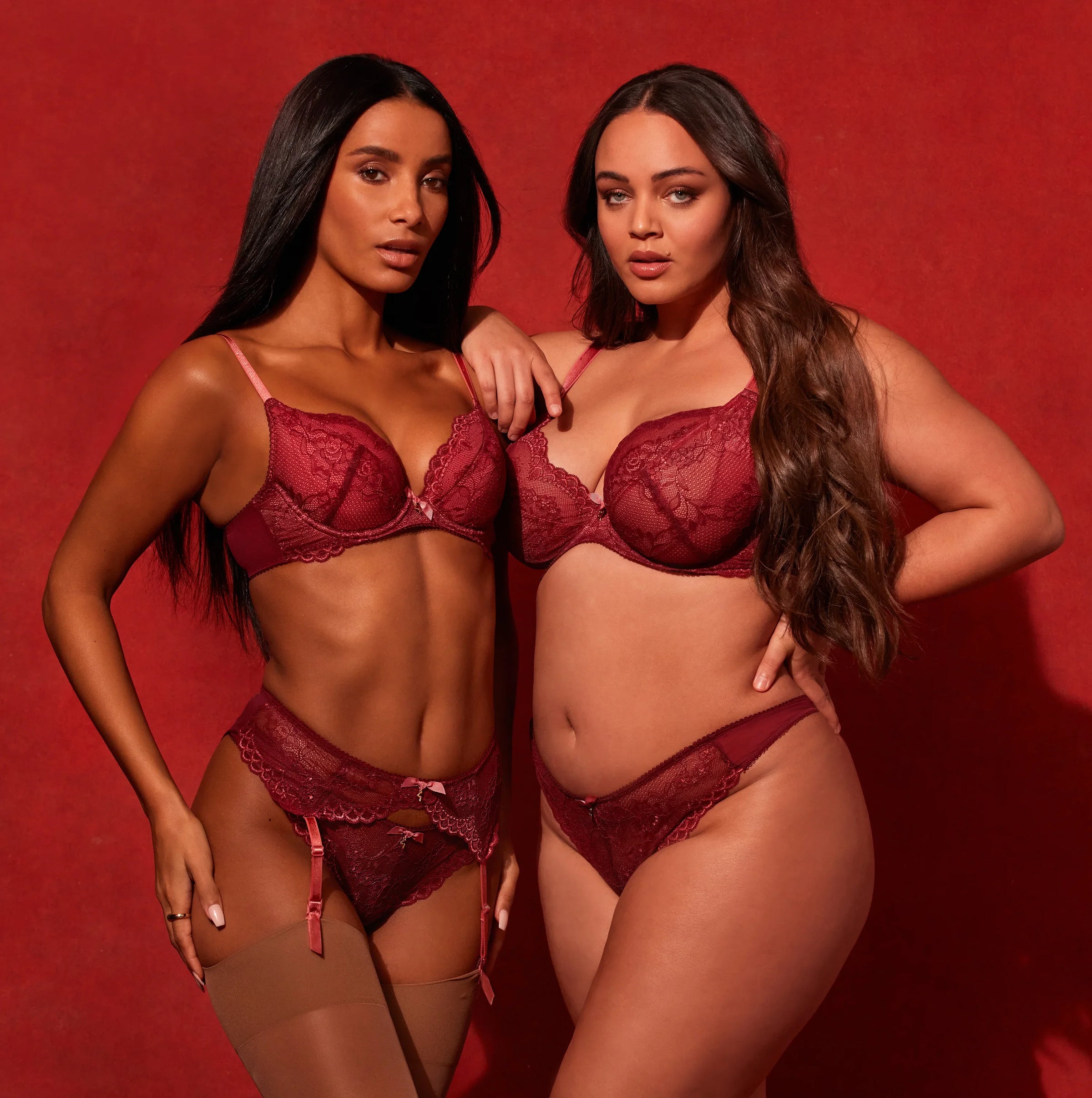 Gossard Superboost Lace Garter Belt Cranberry/Raspberry Sorbet