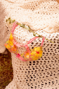 Mapale Solar Blossom Sheer Floral Bra & String Lingerie Set