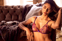 Mapale Orchid Obscura Sheer Triangle Bra & String Panty Set