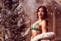 Mapale Aurora Green Sheer Triangle Bra & String Lingerie Set