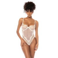 Mapale Lace Delight Sheer Mesh Eyelash Lace Bodysuit