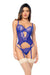 Mapale Sapphire Bustier Set with sheer embroidered cups, underwire support, and matching panty in bold blue for romantic lingerie styling.
