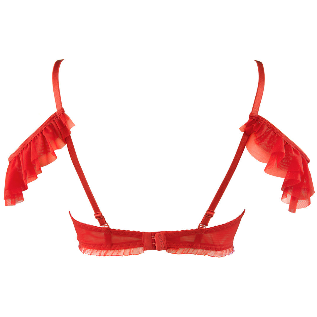 Sexy Ruche Open Cup Shelf Bra Axami Sweet Angel Red