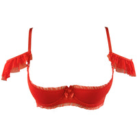 Sexy Ruche Open Cup Shelf Bra Axami Sweet Angel Red