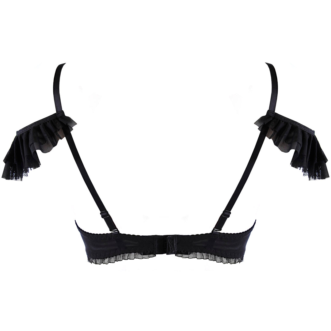 Sexy Ruche Open Cup Shelf Bra Axami Sweet Angel Black