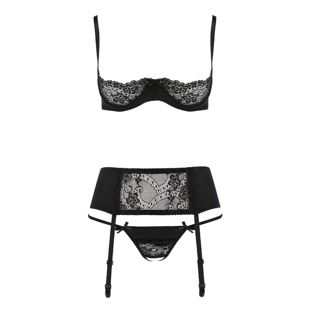 Sexy Open Cup Bra Crotchless Panty And Garter Set Lingerie Casmir Aurelia — Lavinia Lingerie 6112