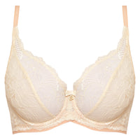 Sheer Lace Plunge Underwire Bra Beige Intimates