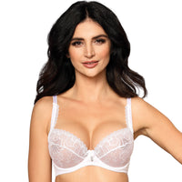 Bridal Sheer Lace Demi Cup Bra Roza Anuk WHITE
