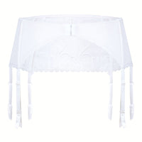 Bridal Sheer Mesh Garter Belt WHITE back view