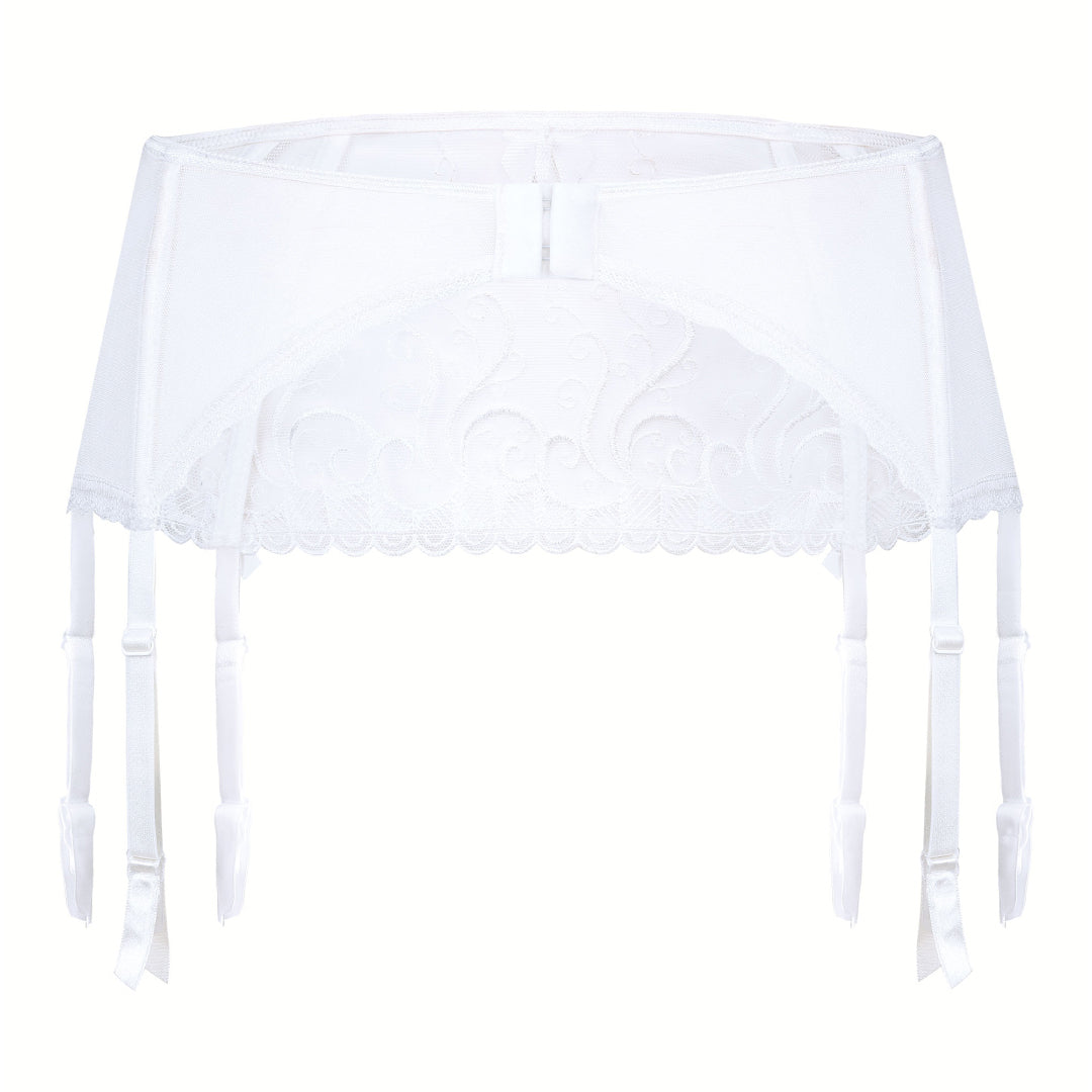 Bridal Sheer Mesh Garter Belt WHITE back view